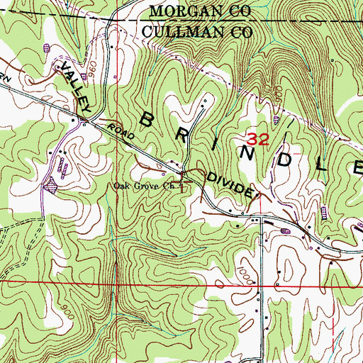 Topographic Map of Oak Grove Church of God, AL