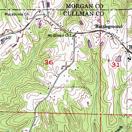 Topographic Map of Peoples Church, AL