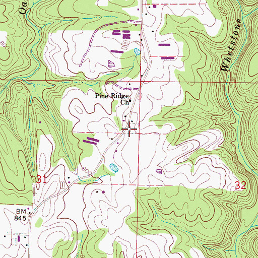Topographic Map of Pine Ridge Cemetery, AL