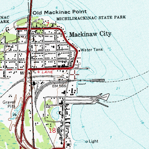 Topographic Map of Mackinaw City Minicipal Marina, MI