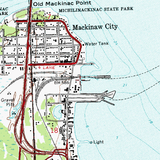 Topographic Map of Sheplers Marine Service, MI