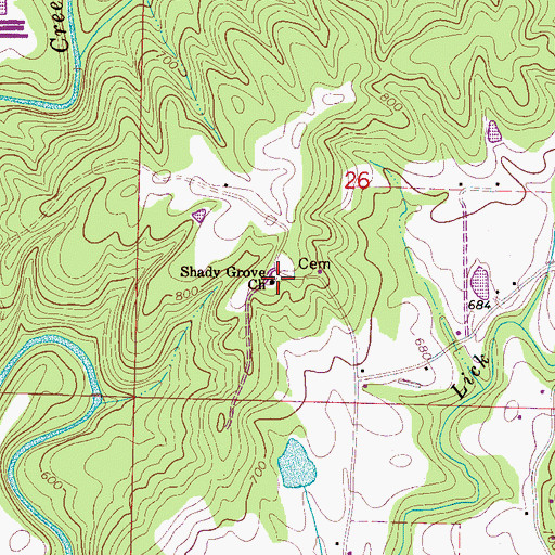 Topographic Map of Shady Grove School (historical), AL