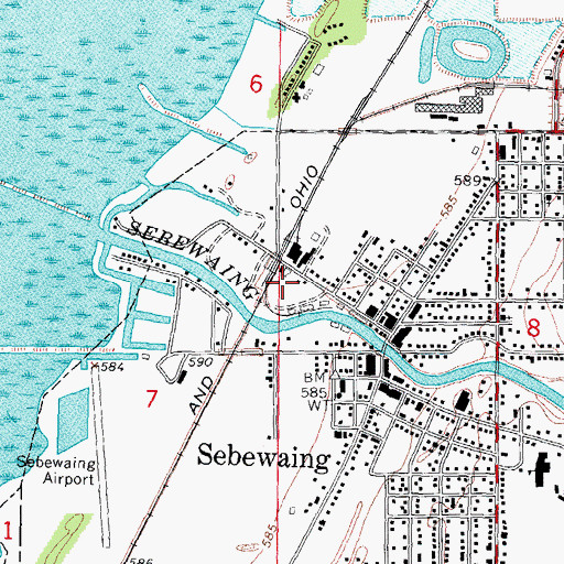 Topographic Map of Sebewaing Elevator Company, MI