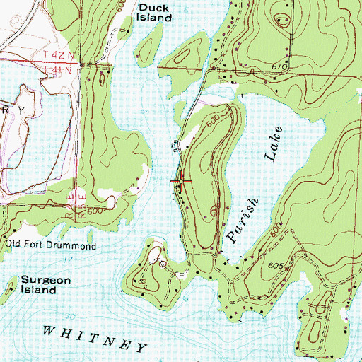 Topographic Map of Fort Drummond Marina, MI