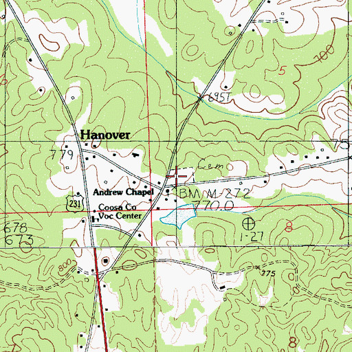 Topographic Map of Andrews Chapel Cemetery, AL