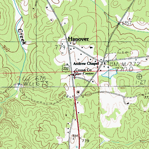 Topographic Map of Coosa County Vocational Center, AL