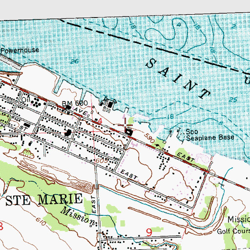 Topographic Map of Twin City Drydock and Marine, MI