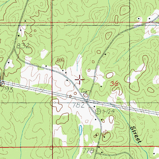 Topographic Map of Martin Grove Cemetery, AL