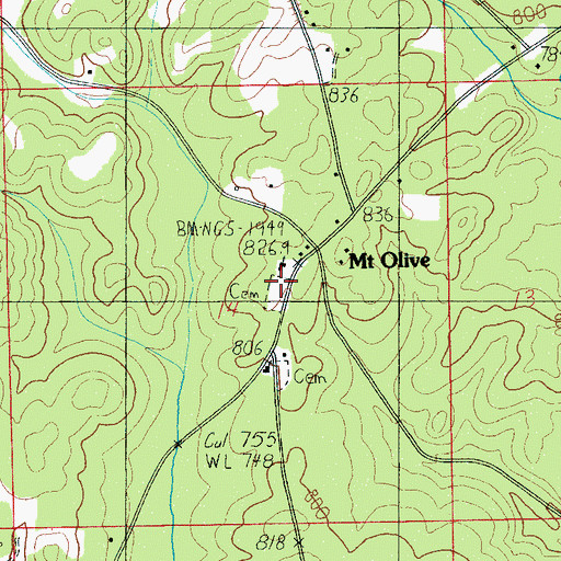 Topographic Map of Mount Olive Cemetery, AL