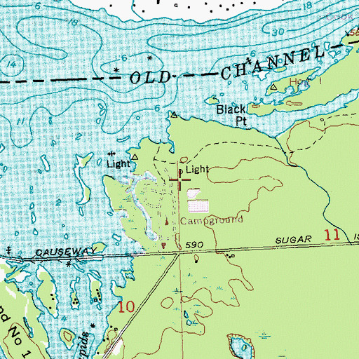 Topographic Map of Bayfield Rock Range Lights, MI