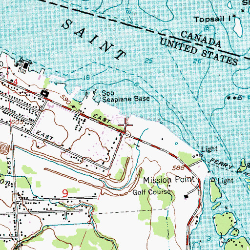 Topographic Map of Sault Boat Club, MI