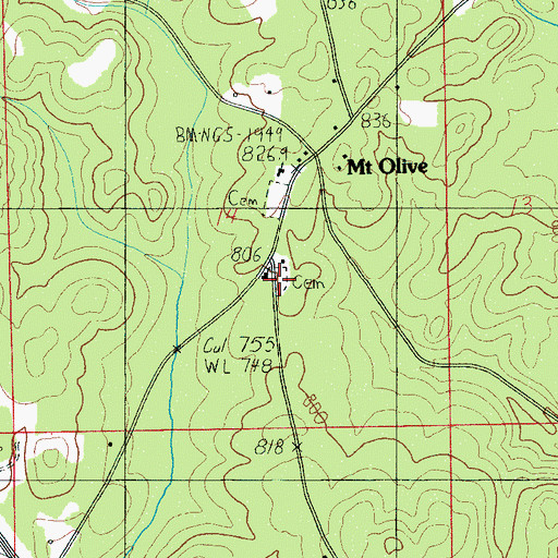 Topographic Map of Mount Olive Church, AL