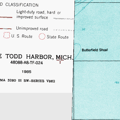 Topographic Map of Butterfield Shoal, MI
