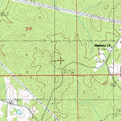 Topographic Map of Old Marietta Cemetery, AL