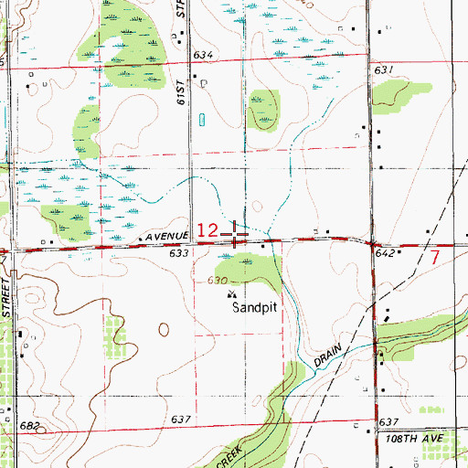 Topographic Map of Ockford Drain, MI