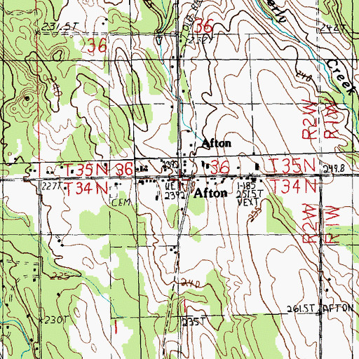 Topographic Map of Afton, MI