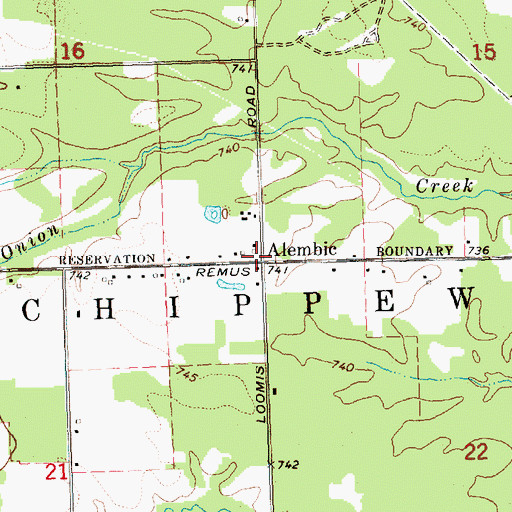 Topographic Map of Alembic, MI