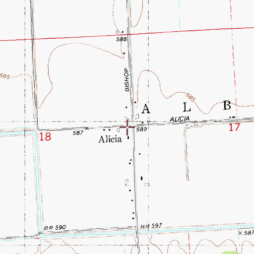 Topographic Map of Alicia, MI