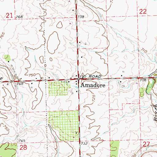 Topographic Map of Amadore, MI