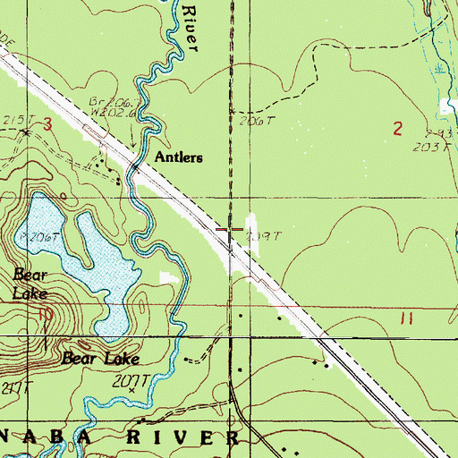 Topographic Map of Antlers, MI