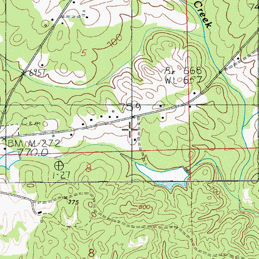 Topographic Map of Ray Creek, AL