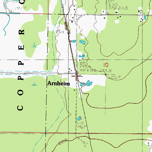 Topographic Map of Arnheim, MI