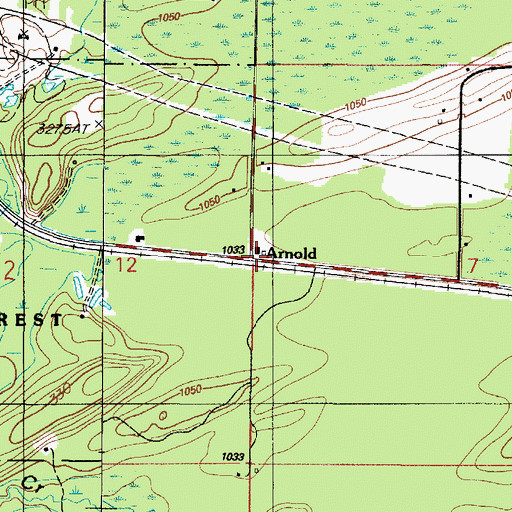 Topographic Map of Arnold, MI