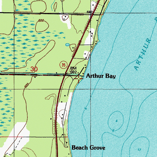 Topographic Map of Arthur Bay, MI