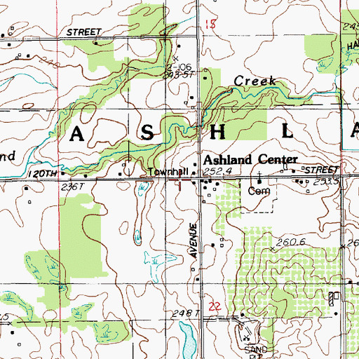 Topographic Map of Ashland Center, MI