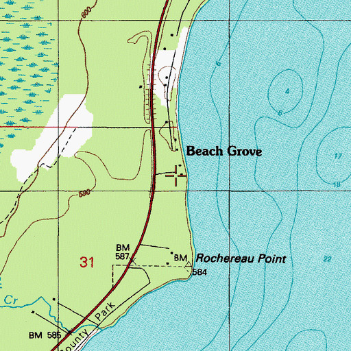 Topographic Map of Beach Grove, MI