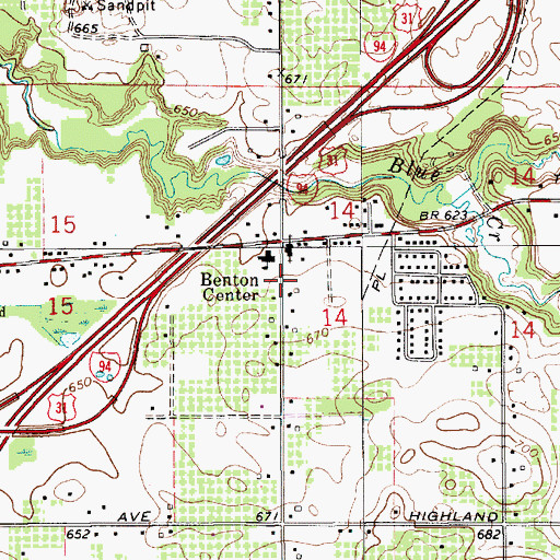 Topographic Map of Benton Center, MI
