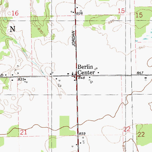 Topographic Map of Berlin Center, MI