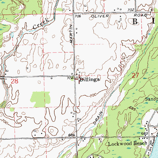 Topographic Map of Billings, MI