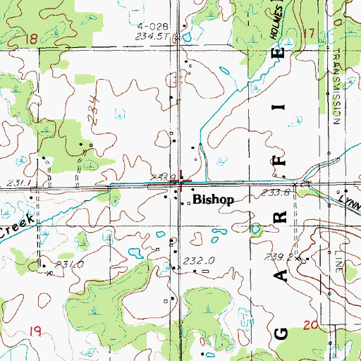 Topographic Map of Bishop, MI