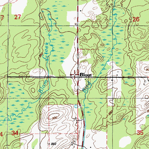 Topographic Map of Blom, MI