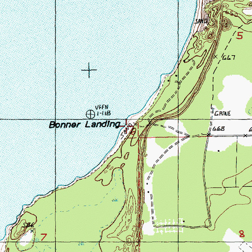 Topographic Map of Bonner Landing, MI