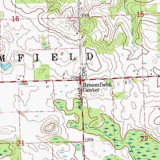 Topographic Map of Broomfield Center, MI