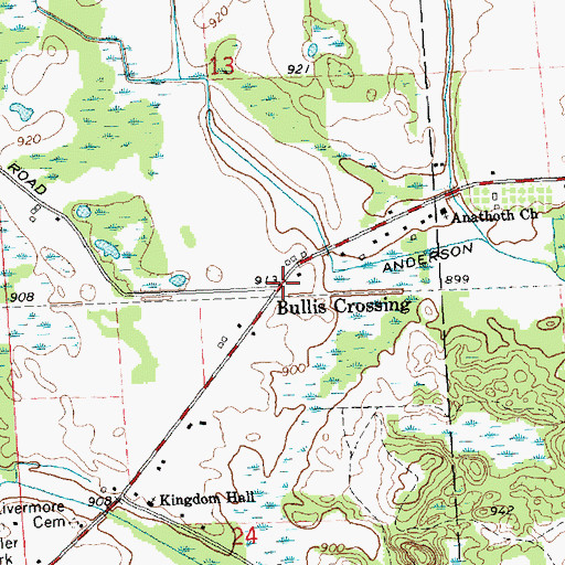 Topographic Map of Bullis Crossing, MI