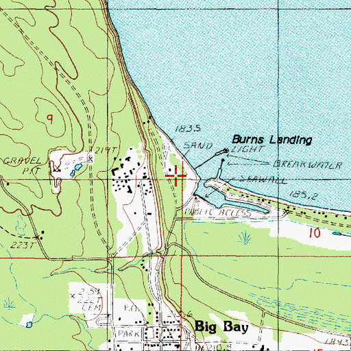 Topographic Map of Burns Landing, MI