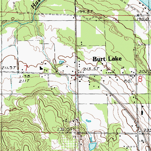Topographic Map of Burt Lake, MI