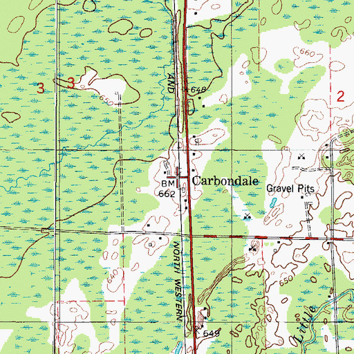 Topographic Map of Carbondale, MI