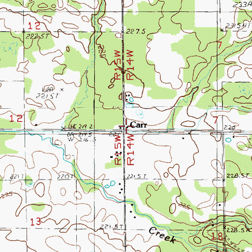 Topographic Map of Carr, MI