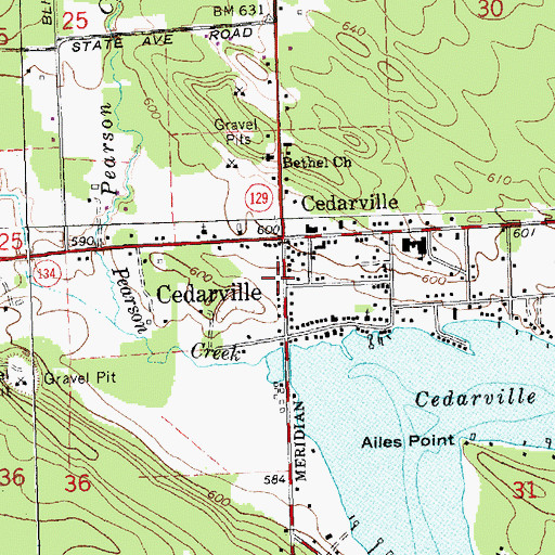 Topographic Map of Cedarville, MI