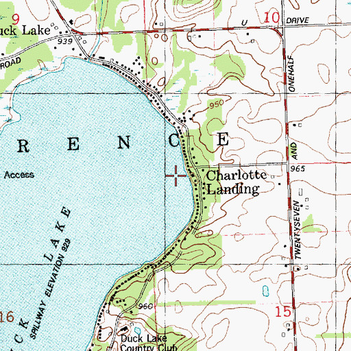 Topographic Map of Charlotte Landing, MI