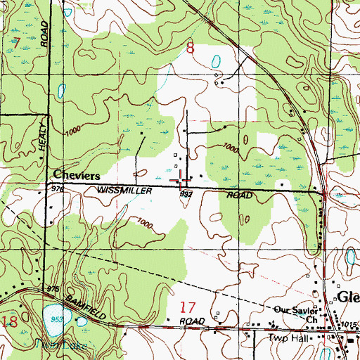 Topographic Map of Cheviers, MI