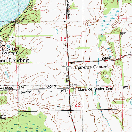 Topographic Map of Clarence Center, MI