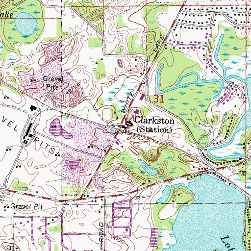 Topographic Map of Clarkston, MI