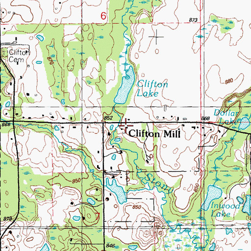 Topographic Map of Clifton Mill, MI
