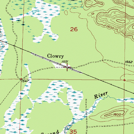 Topographic Map of Clowry, MI