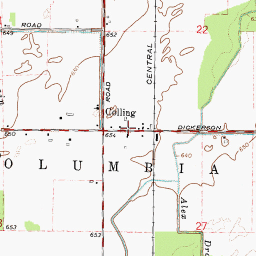 Topographic Map of Colling, MI